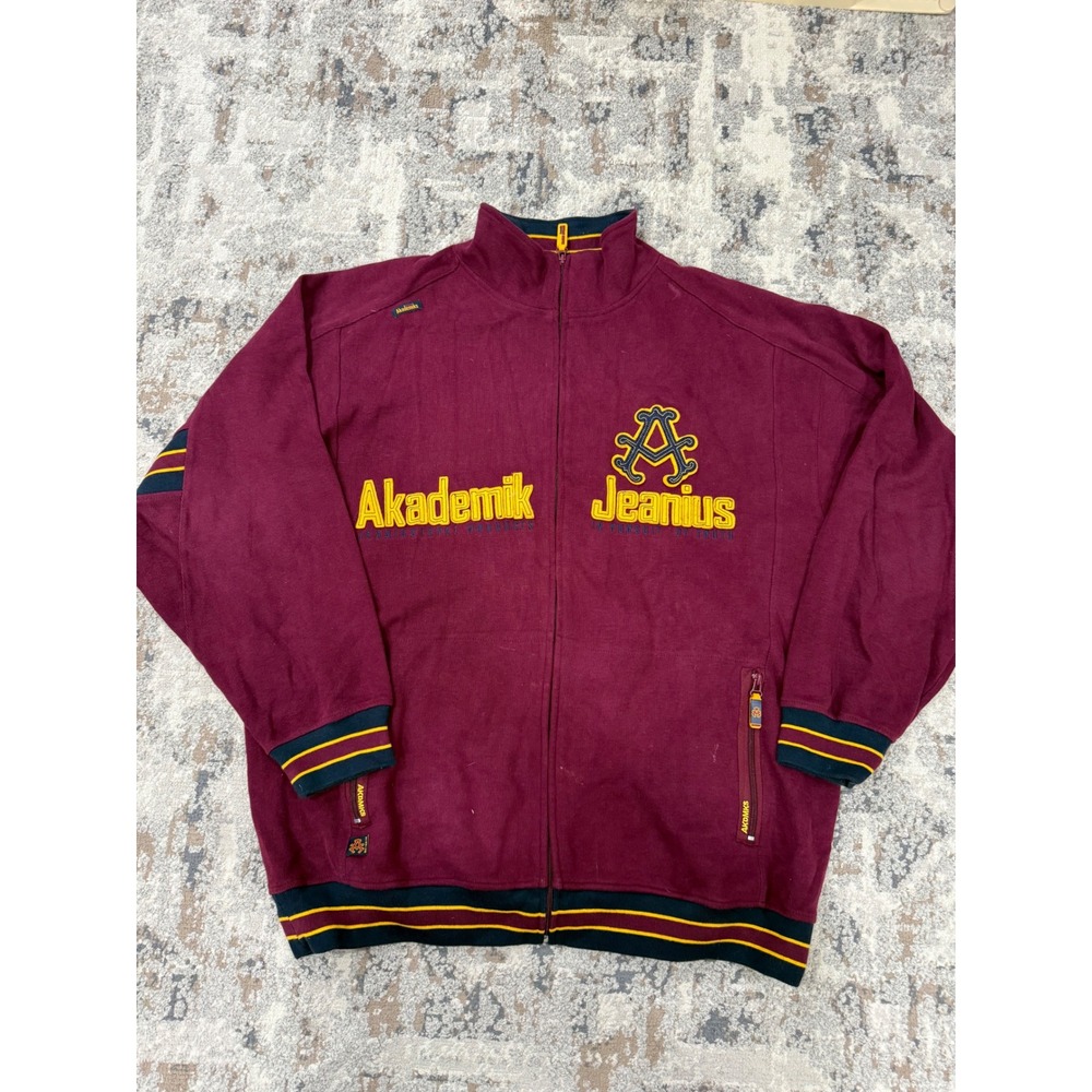 Akademiks Stadium Division Jeanius Track Jacket Burgundy‎ Knitted Zip Mens XXL